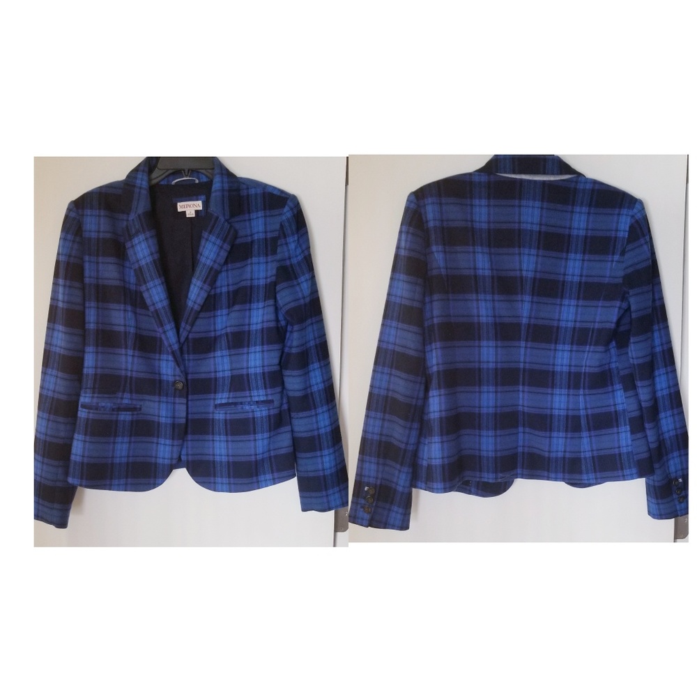 Blue Plaid Blazer - Size 8